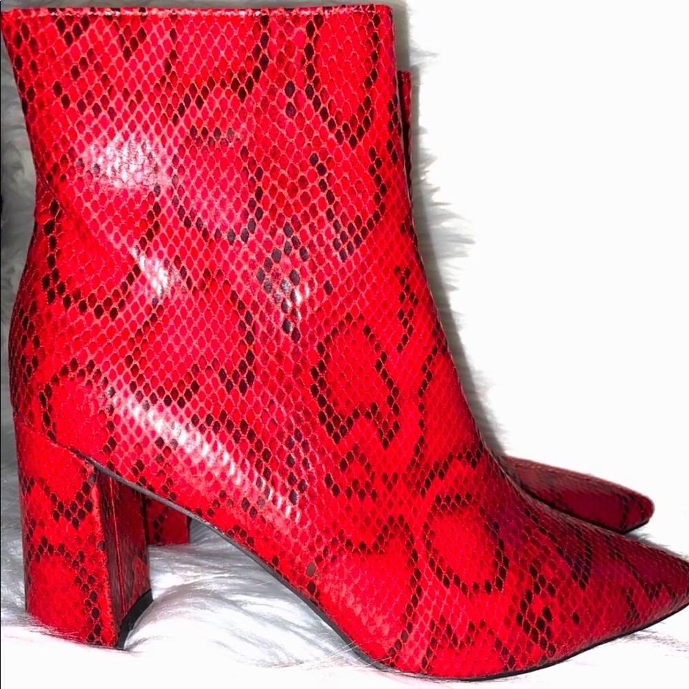 Snakeskin booties